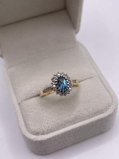 9ct gold topaz and diamond ring