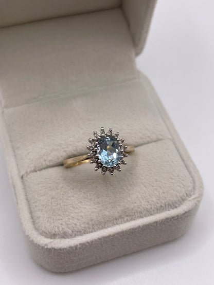 9ct gold topaz and diamond ring