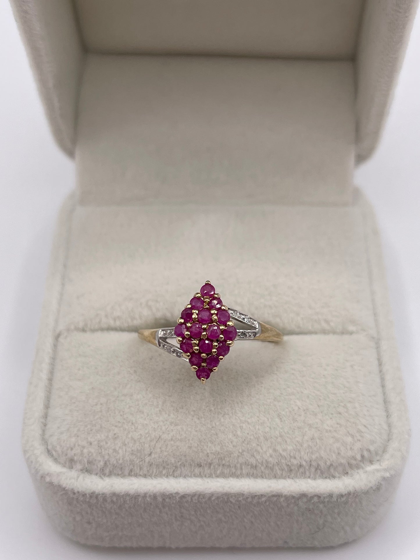 9ct gold ruby and diamond ring