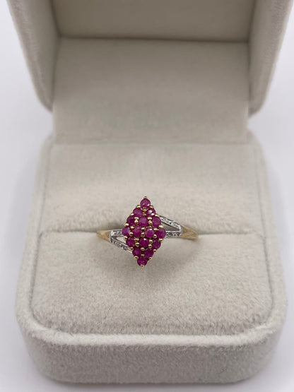 9ct gold ruby and diamond ring