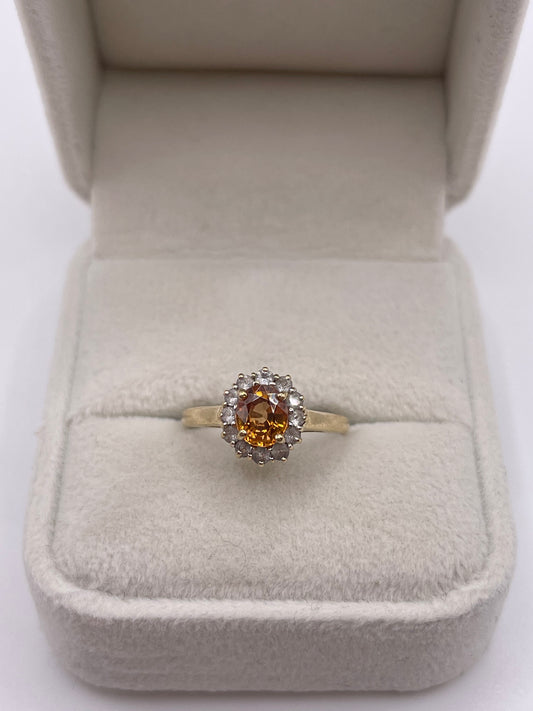 9ct gold zircon cluster ring