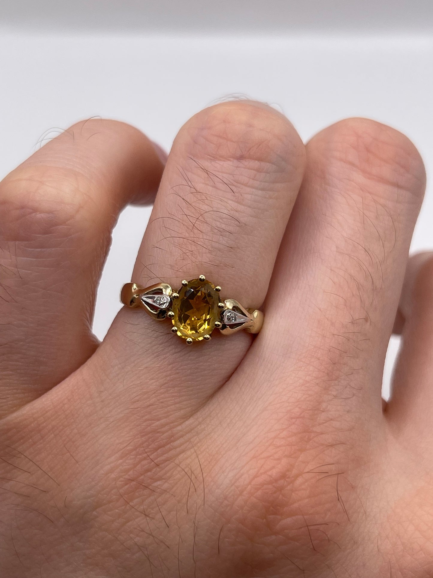 9ct gold citrine and diamond ring