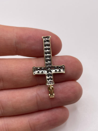 9ct gold diamond cross pendant