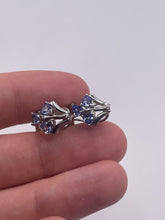Load image into Gallery viewer, 14ct white gold tanzanite and diamond earrings

