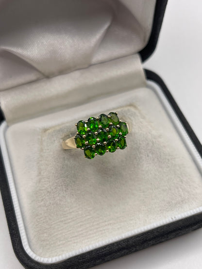 9ct gold diopside cluster ring