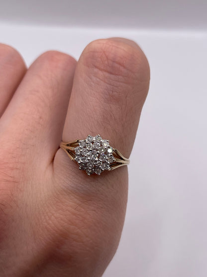 9ct gold diamond cluster ring