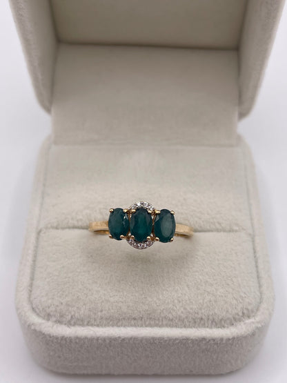 9ct gold grandidierite and zircon ring
