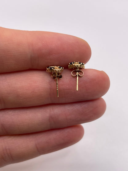 9ct gold sapphire and diamond earrings