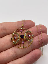 Load image into Gallery viewer, Antique 9ct gold amethyst and pearl necklace
