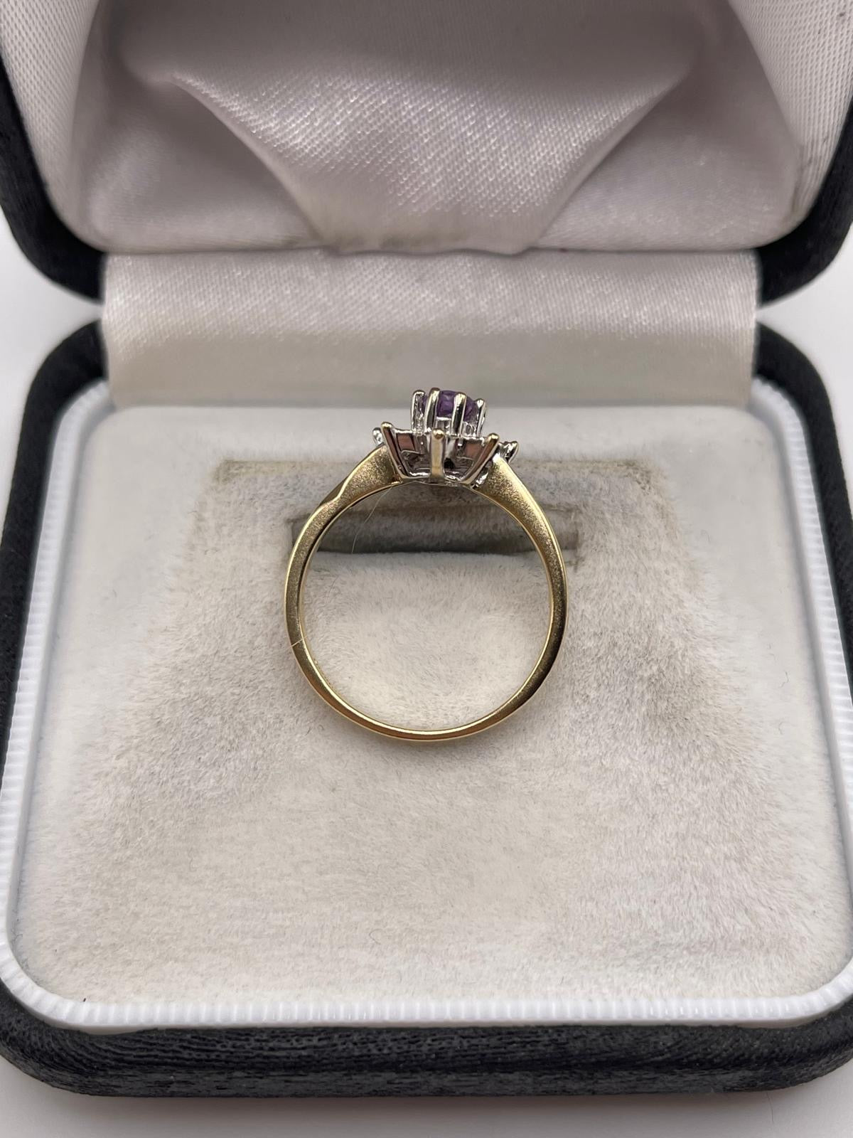 9ct gold amethyst and diamond ring