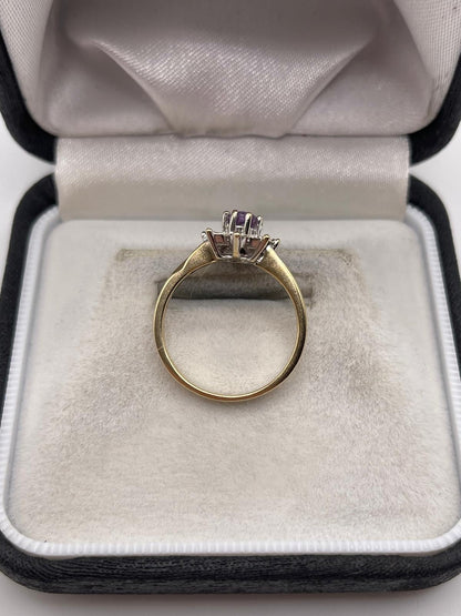 9ct gold amethyst and diamond ring