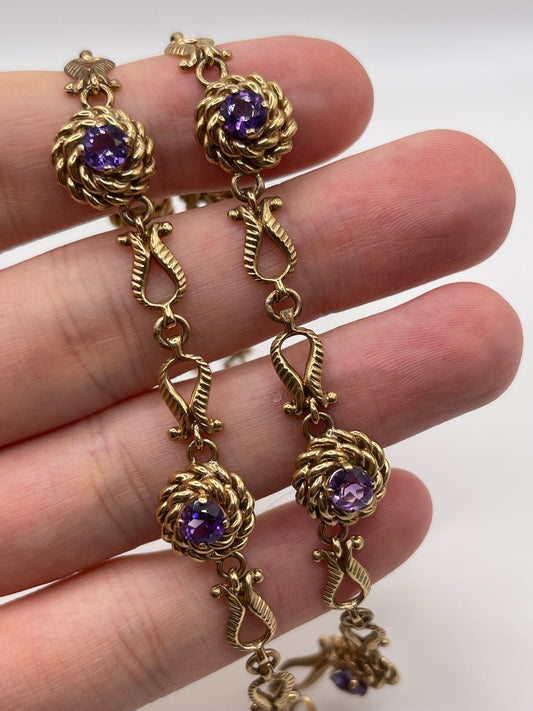 9ct gold amethyst necklace