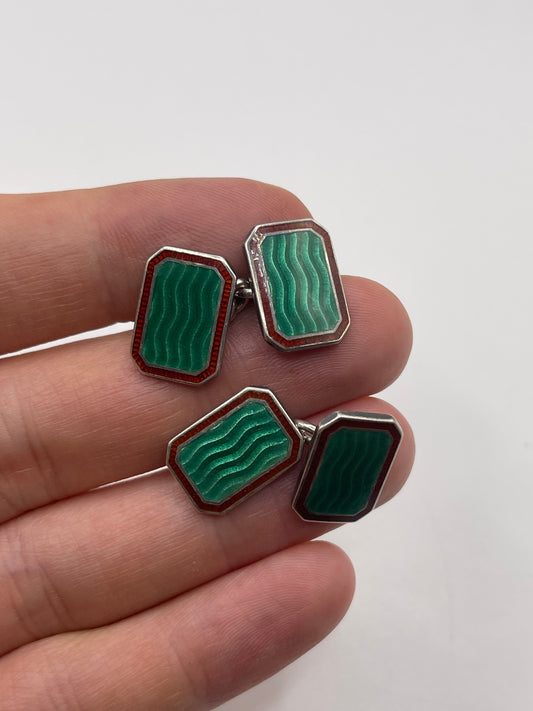 Deakin and Francis silver and enamel cufflinks