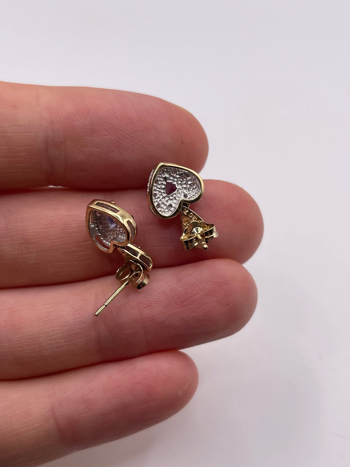 9ct gold tanzanite and diamond earrings
