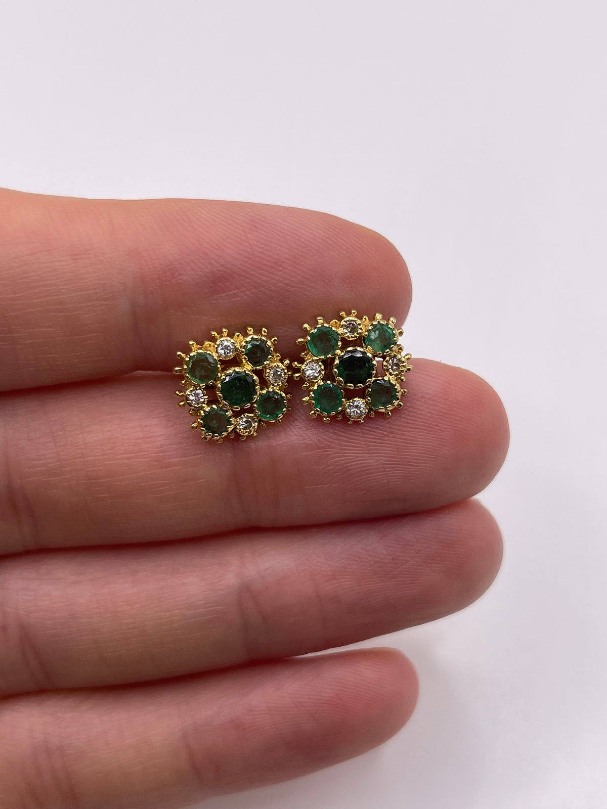 14ct gold emerald and diamond earrings