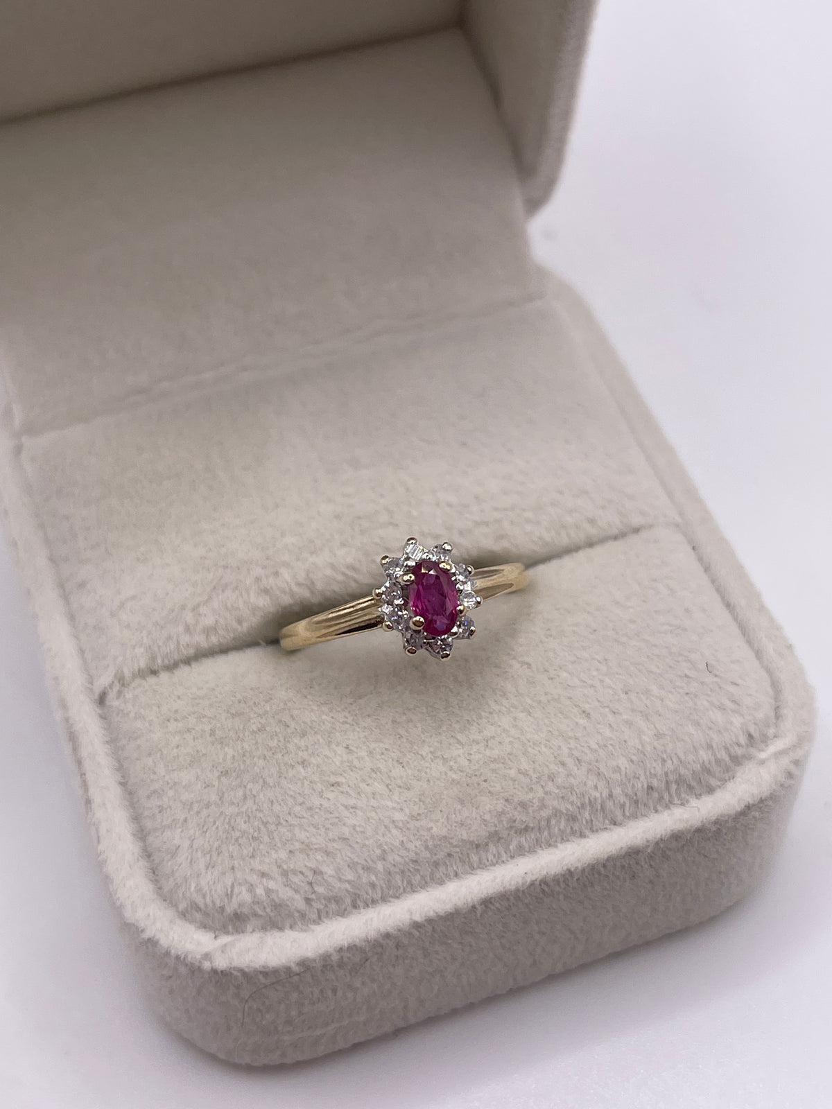 9ct gold ruby and diamond ring