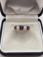 Load image into Gallery viewer, 9ct gold amethyst, opal and diamond ring
