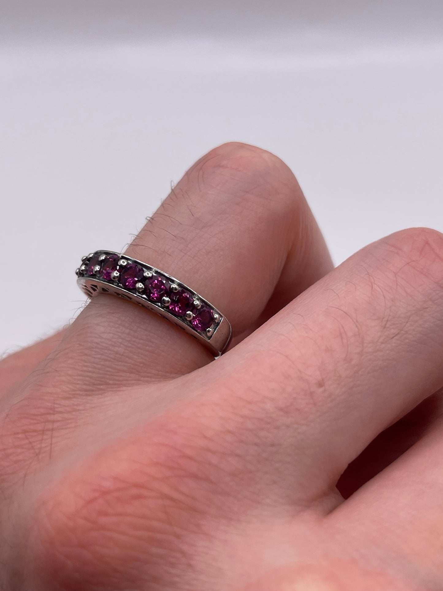 Silver garnet ring