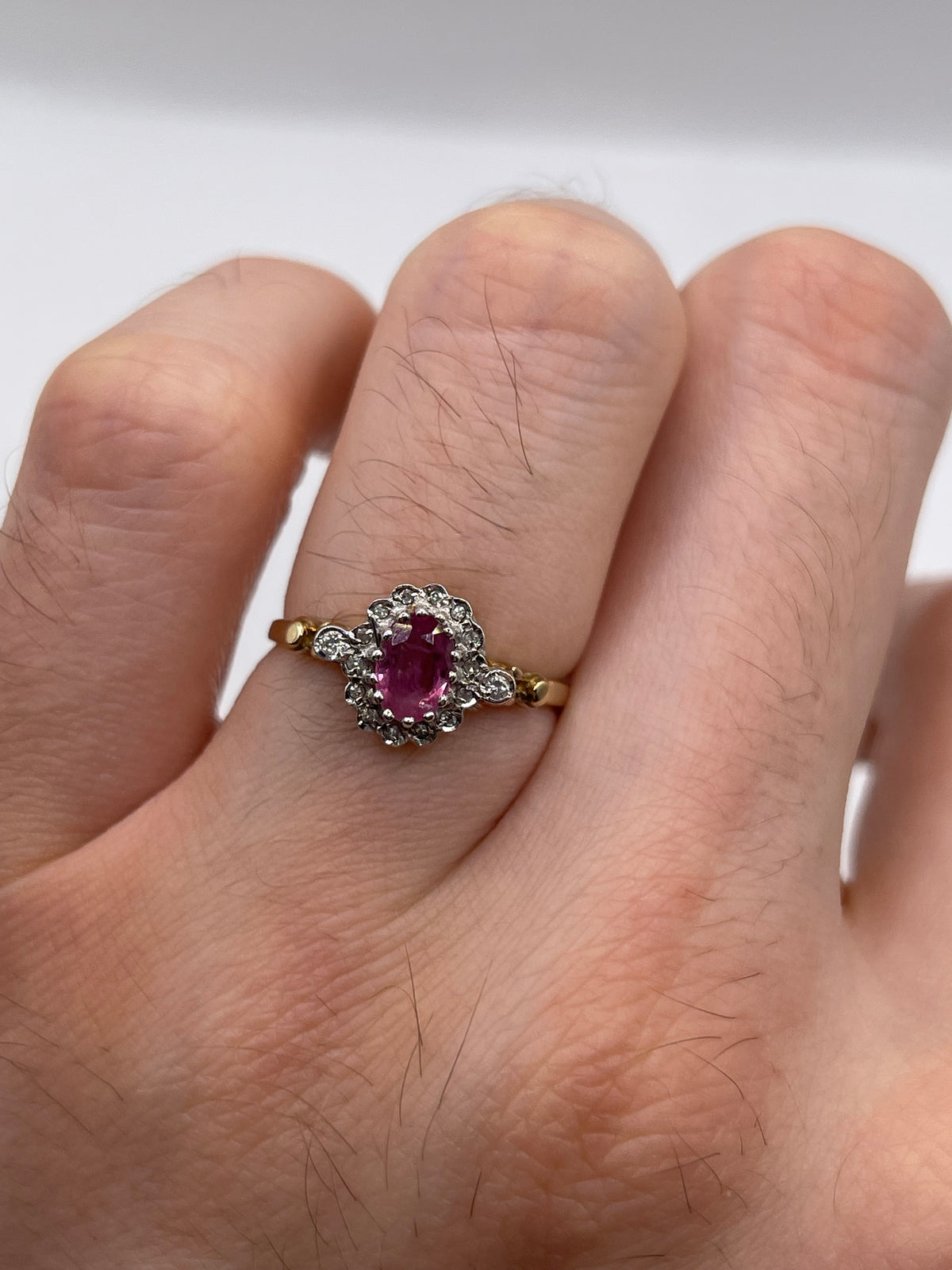 9ct gold ruby and diamond ring