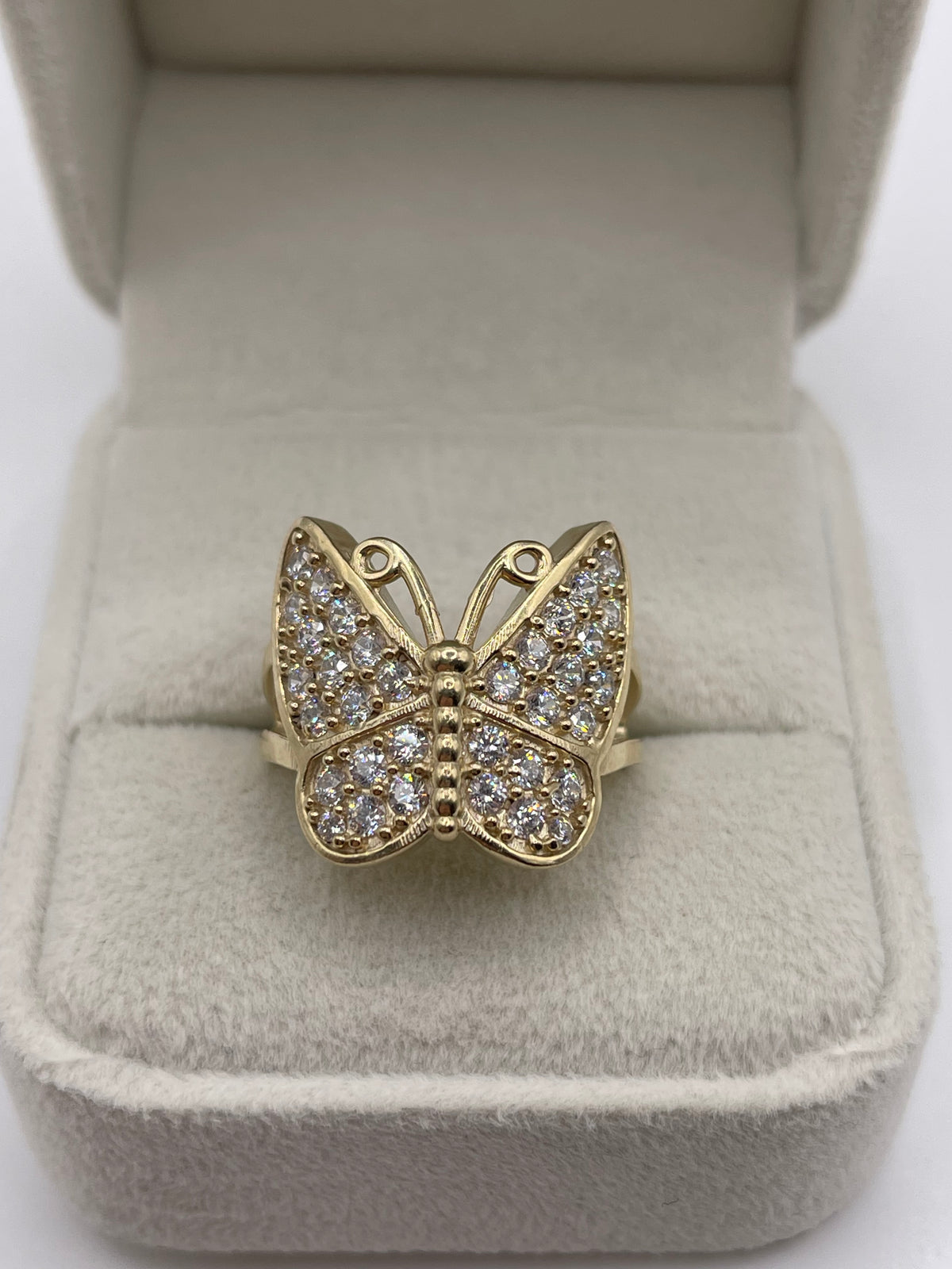 9ct gold cz cluster butterfly ring