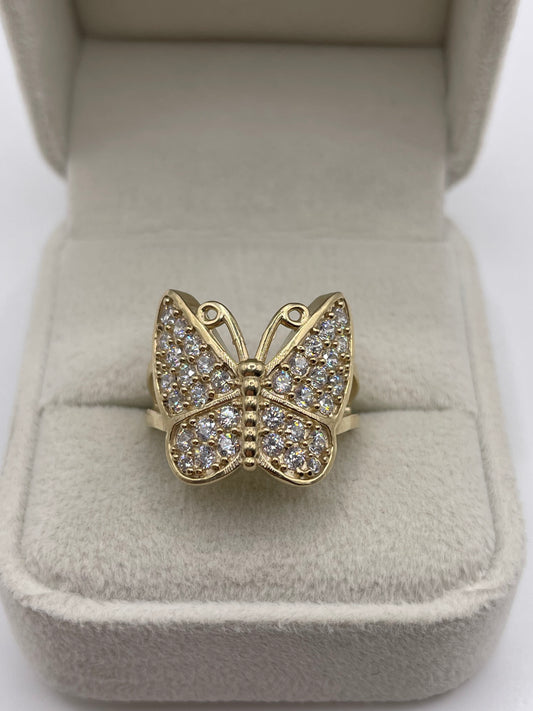 9ct gold cz cluster butterfly ring