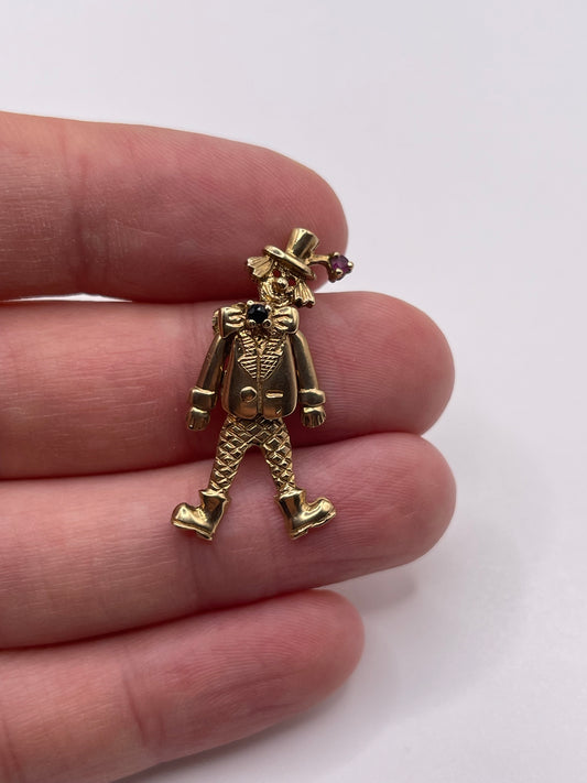 9ct gold ruby and sapphire clown pendant