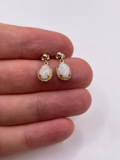 9ct gold opal earrings