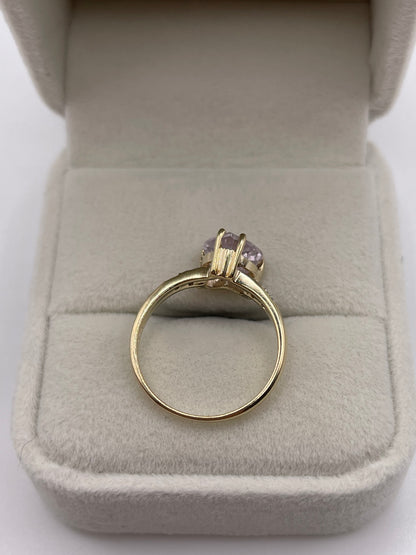 9ct gold kunzite and diamond ring