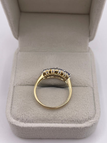 9ct gold tanzanite and diamond ring