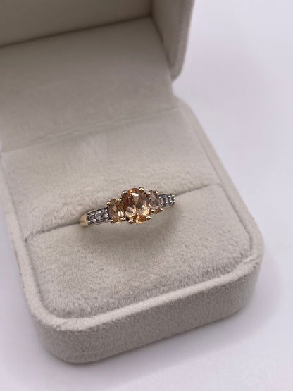 9ct gold topaz and zircon ring
