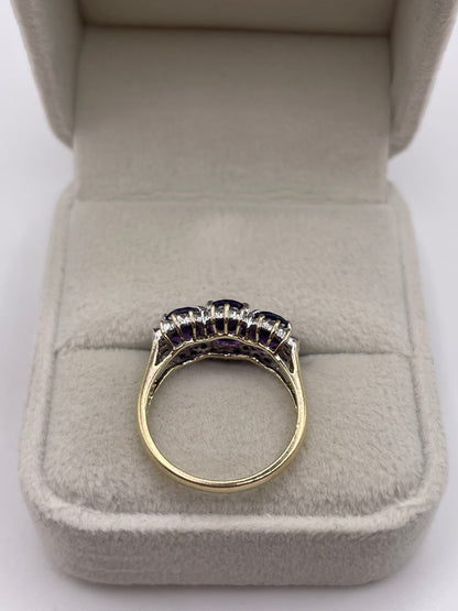 9ct gold amethyst and diamond ring