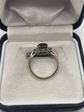 Load image into Gallery viewer, 9ct white gold blueberry quartz and diamond ring
