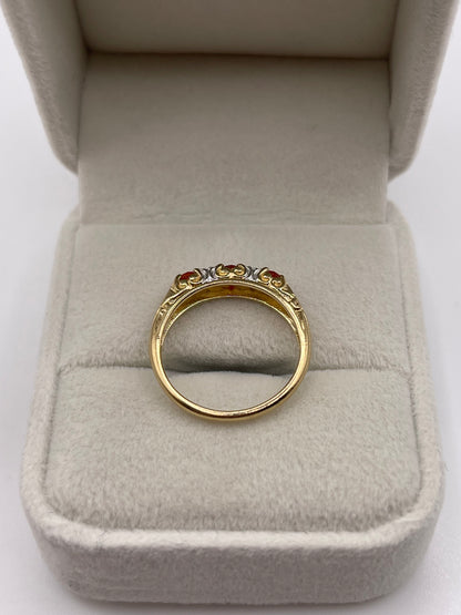 9ct gold fire opal and diamond ring