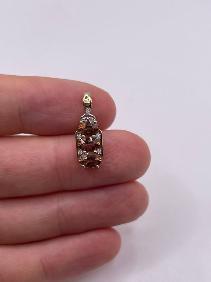 9ct gold quartz and diamond pendant