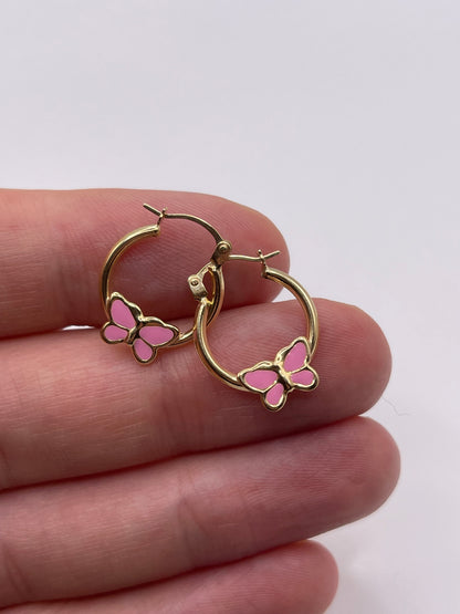 9ct gold enamel butterfly earrings