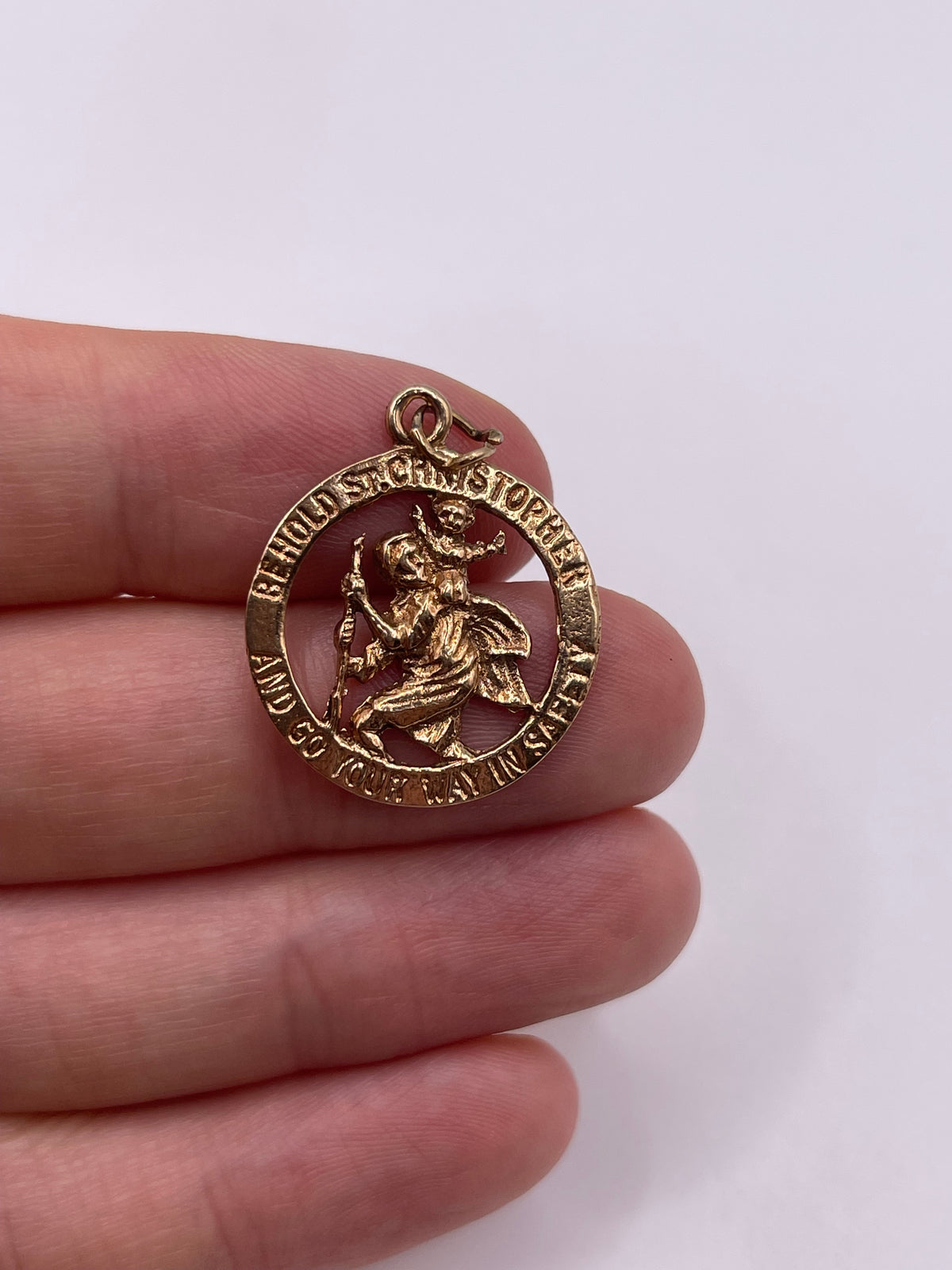 9ct gold st Christopher pendant