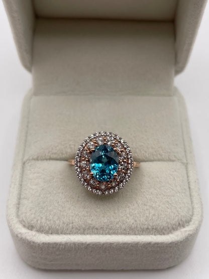9ct rose gold zircon cluster ring