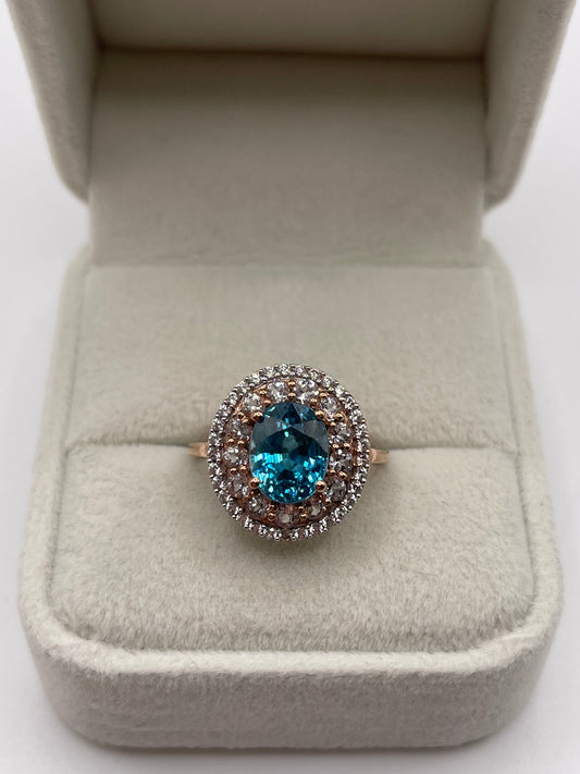 9ct rose gold zircon cluster ring