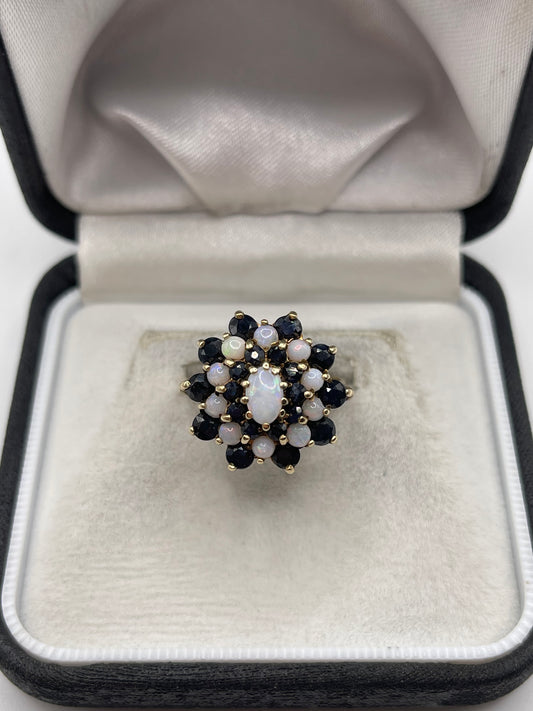 9ct gold sapphire and opal ring