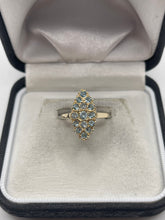 Load image into Gallery viewer, 9ct gold blue topaz cluster navette ring
