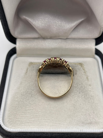 9ct gold ruby cluster ring