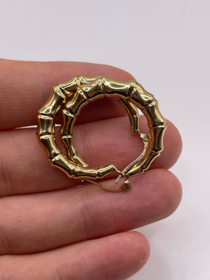 9ct gold bamboo creole earrings