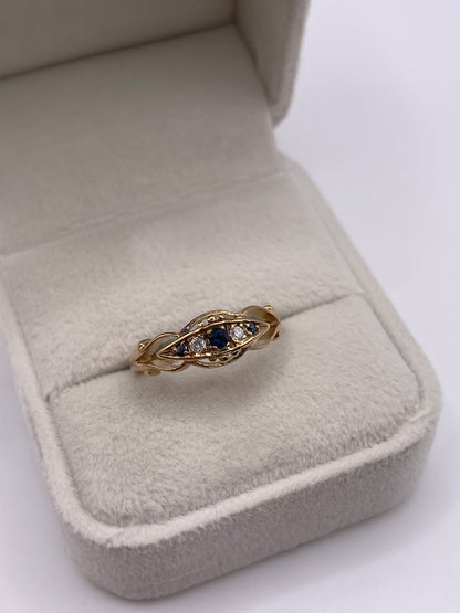 9ct gold sapphire and diamond ring