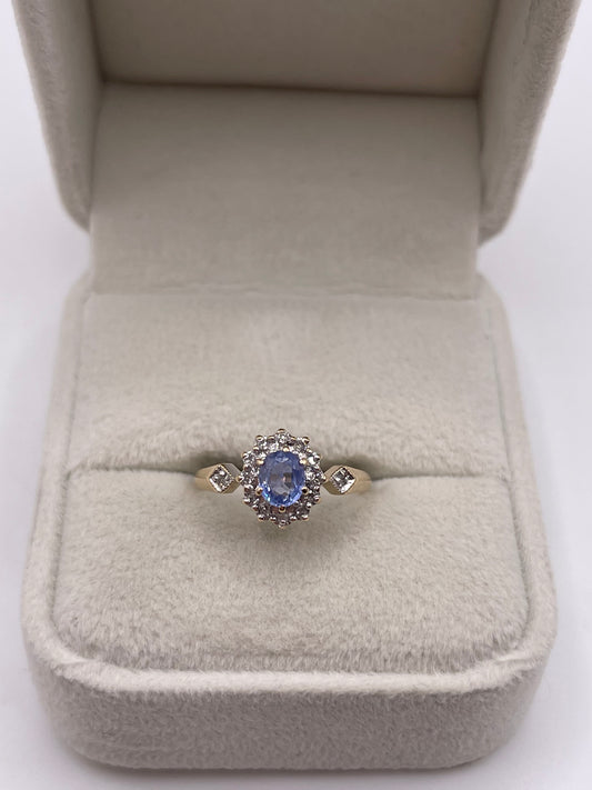 9ct gold sapphire and diamond ring