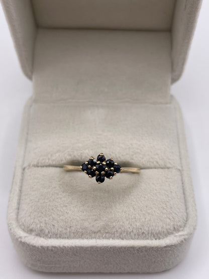 9ct gold sapphire cluster ring