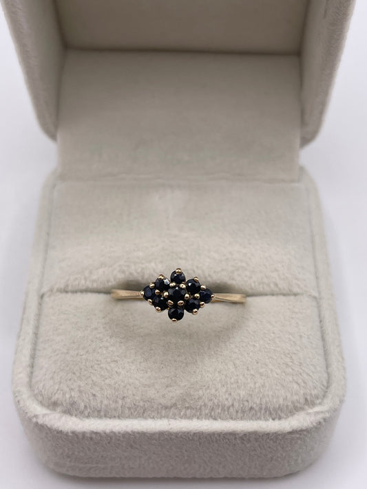 9ct gold sapphire cluster ring