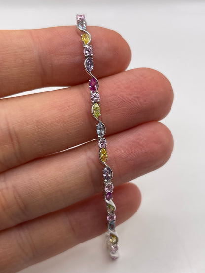 9ct white gold multi stone bracelet