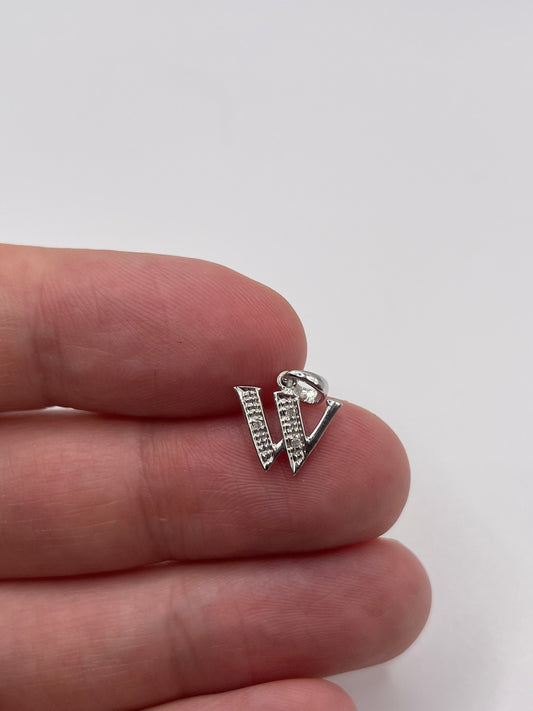 9ct white gold diamond initial W pendant