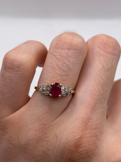 9ct gold ruby and diamond ring