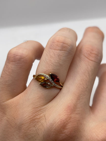 9ct gold multigem and diamond ring